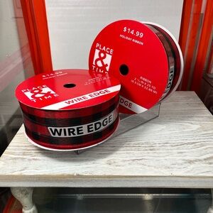 Place & Time Red Plaid Wire Edge Ribbon